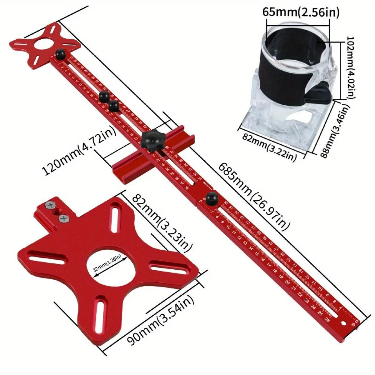 Aluminum Alloy Router Circle Cutting Jig,Extended 3 in 1 Router Milling Groove Bracket Cutting & Milling Circular Auxiliary Tool
