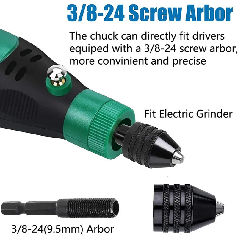 JENTORIX 0.3mm-8.0mm Mini Keyless Chuck Electric Drill Bit Collet Converter Extension Screwdriver Chuck Adapter Fixture 1/4" Hex