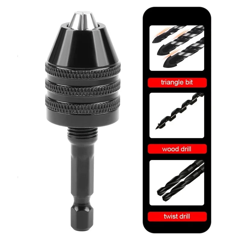 JENTORIX 0.3mm-8.0mm Mini Keyless Chuck Electric Drill Bit Collet Converter Extension Screwdriver Chuck Adapter Fixture 1/4" Hex