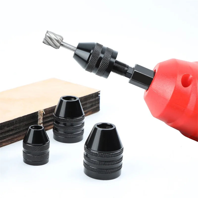 JENTORIX 0.3mm-8.0mm Mini Keyless Chuck Electric Drill Bit Collet Converter Extension Screwdriver Chuck Adapter Fixture 1/4" Hex