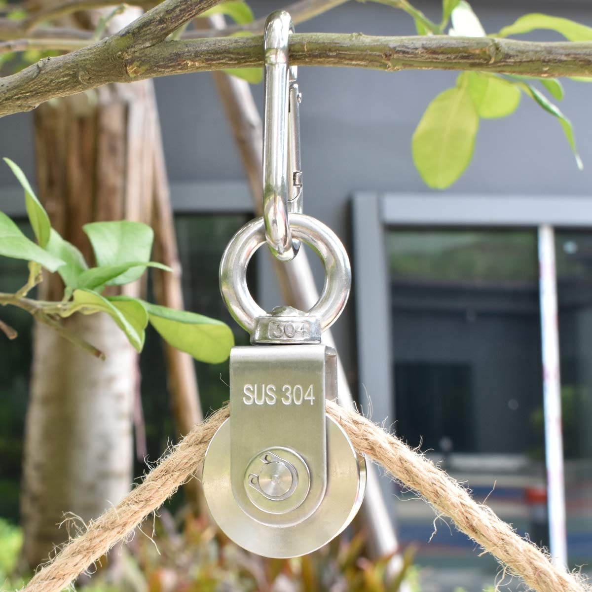 U/V Type Swivel Pulley 304 Stainless Steel Duplex Bearing Super-Silent Detachable Rotation Pulley System Gym Traction Wheel