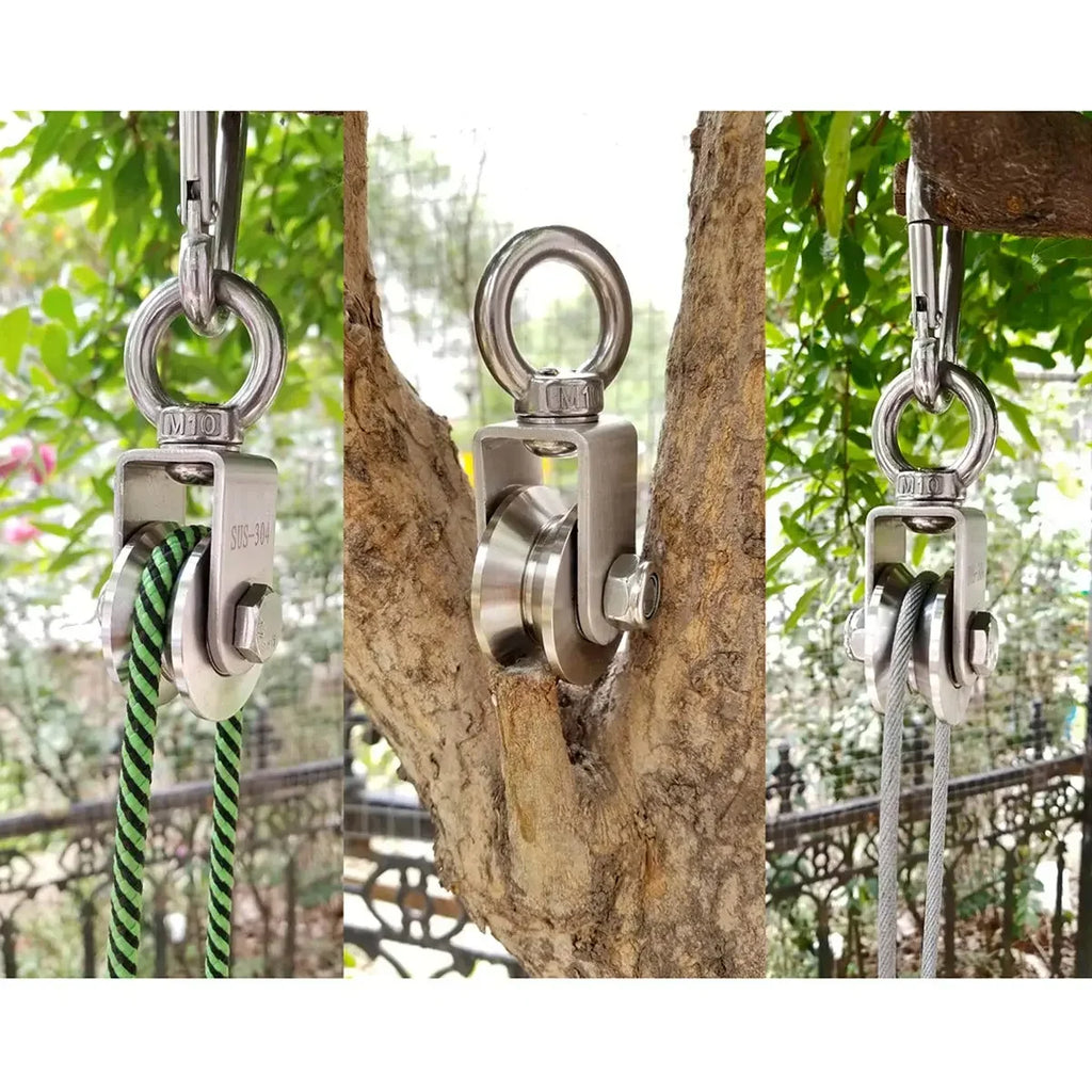 U/V Type Swivel Pulley 304 Stainless Steel Duplex Bearing Super-Silent Detachable Rotation Pulley System Gym Traction Wheel