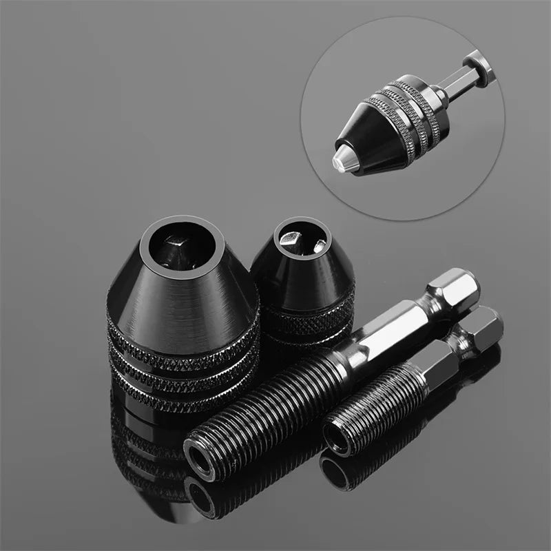 JENTORIX 0.3mm-8.0mm Mini Keyless Chuck Electric Drill Bit Collet Converter Extension Screwdriver Chuck Adapter Fixture 1/4" Hex