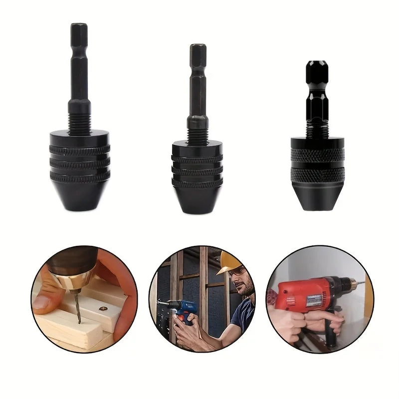 JENTORIX 0.3mm-8.0mm Mini Keyless Chuck Electric Drill Bit Collet Converter Extension Screwdriver Chuck Adapter Fixture 1/4" Hex